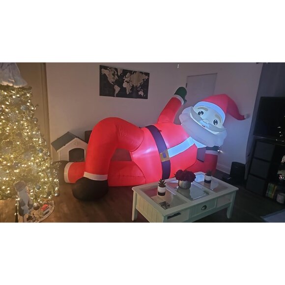 🆕12FT Christmas Inflatables Lying Santa with Built in LED Outdoor Decorations - Picture 1 of 10